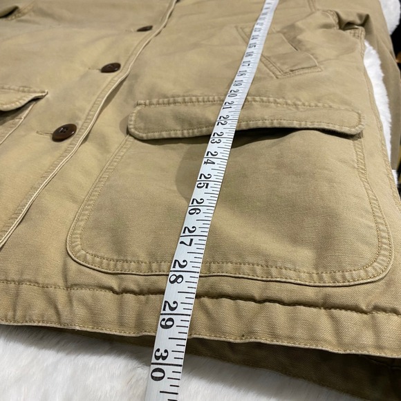 LL Bean Chore Original Field Coat Tan Cotton Canvas Thinsulate Jacket Y2K 90s - Picture 9 of 11